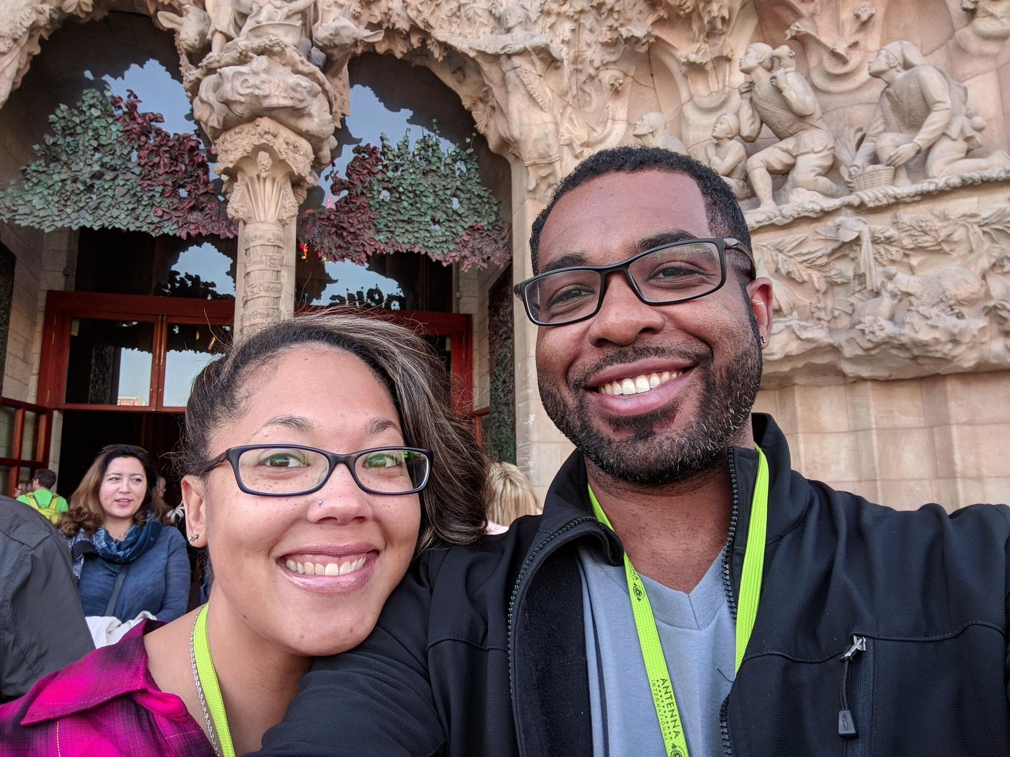 Just before we entered into La Sagrada Familia in Barcelona, Spain
