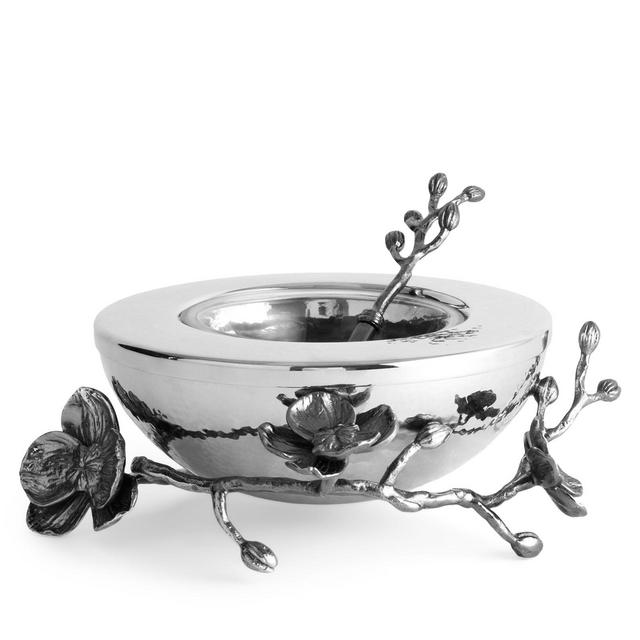 Michael Aram Black Orchid Caviar Dish and Spoon