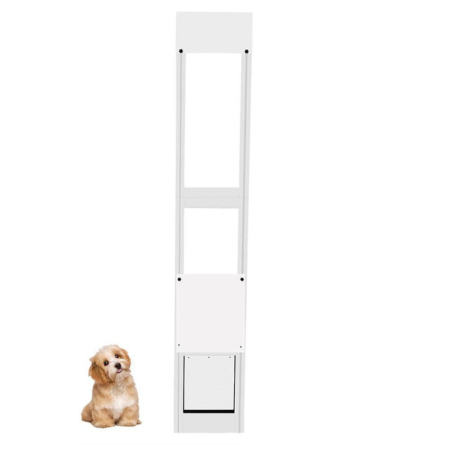 Cat Dog Door Insert for Sliding Patio Door - Easy Installation -Cat Door for Sliding Glass Door with Lockable Weather Proof Panel - Adjustable Height 76.38" to 81.1" Black