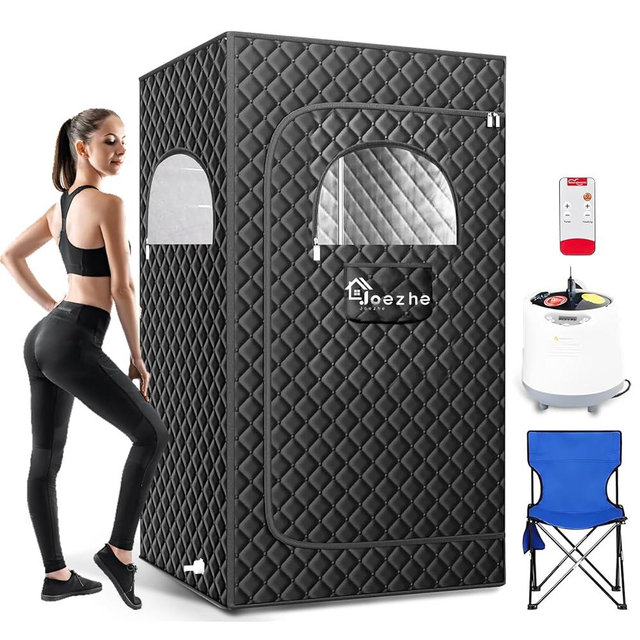 Joezhe Sauna Box,Portable Steam Sauna Tent for Home,Personal Sauna Room with Remove Control,at Home Sauna Full Body,1200W 3L, for Women
