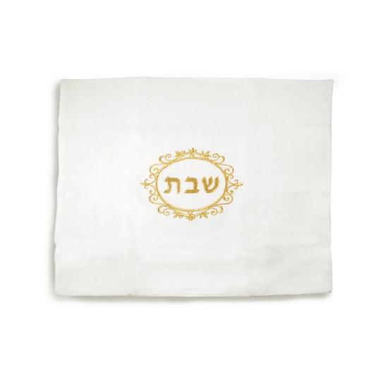 Gold Embroidered Linen Challah Cover