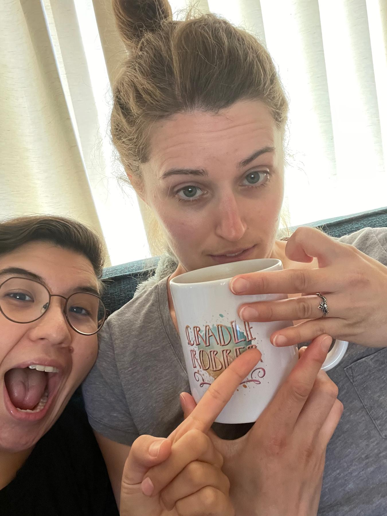 after I proposed we thought sending a pic to Alex's family with a cradle robber mug would be perfect.