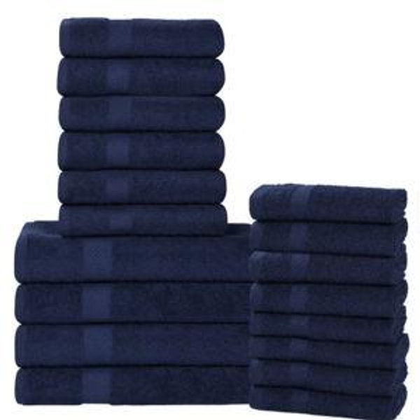 Cotton Lightweight 18-Piece Assorted Towel Set - Navy Blue