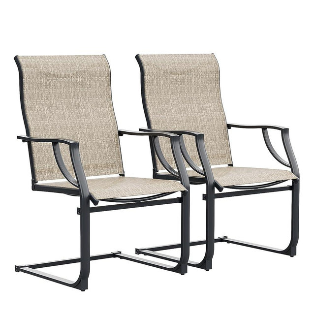 UDPATIO Patio Dining Chairs Set of 2, High Back Patio Chairs in All Weather Breathable Textile Fabric, Outdoor Furniture Chairs for Deck, Lawn, Garden, Backyard (Brown)