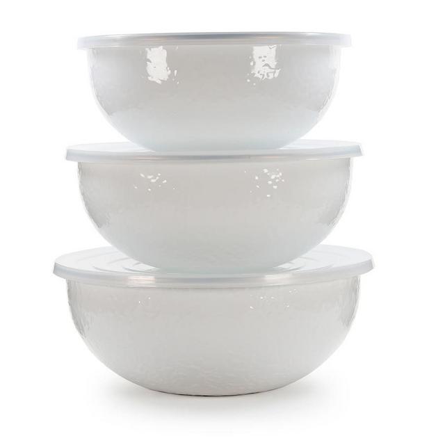 Enamel Mixing Bowls S/3 - White