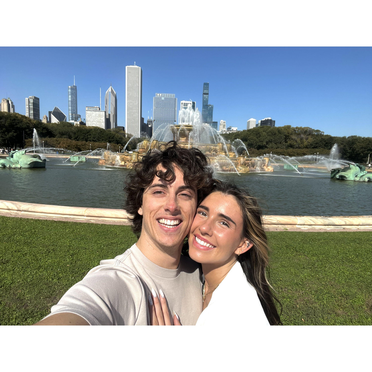 Enjoying Chicago the day after we got engaged.