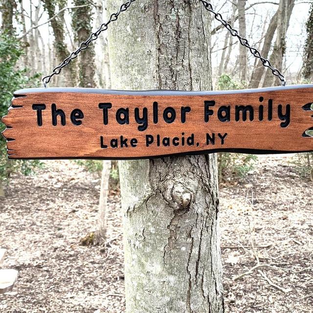 Custom Carved Wood Name Sign Personalizable Rustic Outdoor Family Name Camp Sign Customizable Welcome Sign Campsite Decor RV Name Sign