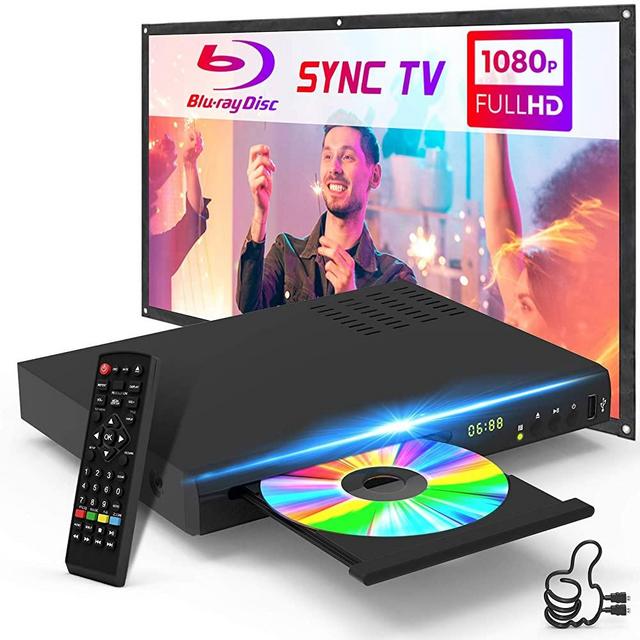 2020 New Blu Ray DVD Player with HDMI AV Port Bundle Cables, 1080P DVD Player DTS Sound Effect for TV, Built-in PAL NTSC Coaxial 2.0 USB, Blu Ray Region A/1, Non-Blu Ray Discs in Region Free, EVP-101