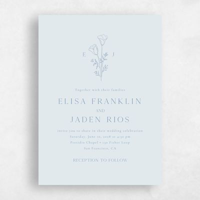 Ice, Blue Wedding Invitation - Coquelicot Portrait