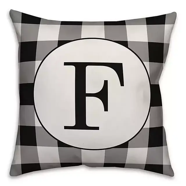Black Buffalo Check Monogram F Pillow
