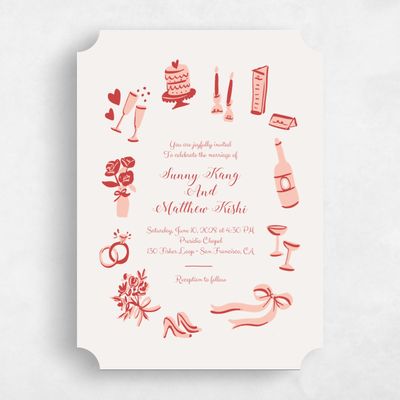 Red Ticket Wedding Invitation - Remi Portrait