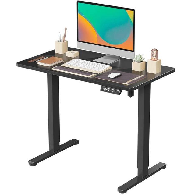 JOY worker Small Electric Standing Desk, 35" x 20" Whole Piece Height Adjustable Desk with Memory Controller, Black Sit to Stand Desk Workstation for Home Office