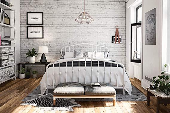 Novogratz 4044139N Bushwick Metal Bed, Queen, White