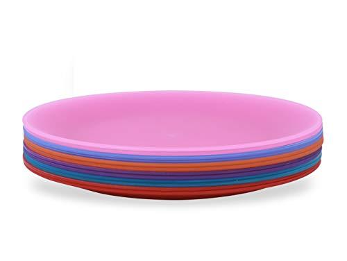 Everyday Plates - Unbreakable and Reusable 10-inches Plastic Dinner Plates, Set of 12 Bright Color | Dishwasher Safe,BPA Free