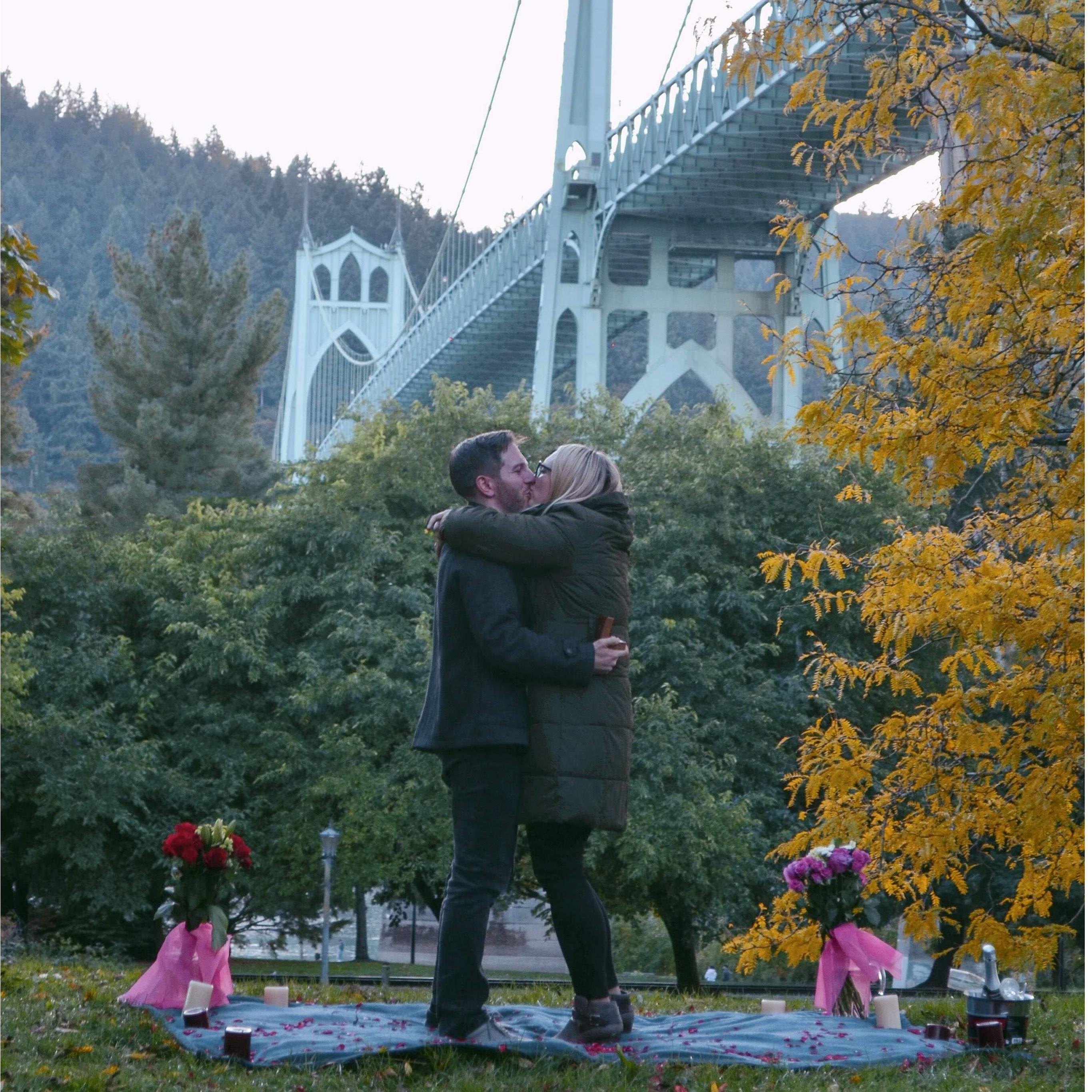 The most romantic proposal at Cathedral Park under the St Johns Bridge. 10/10/19