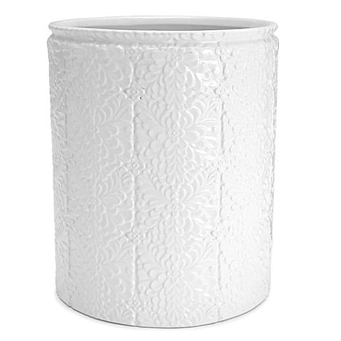 Kassatex Foglia Wastebasket in White