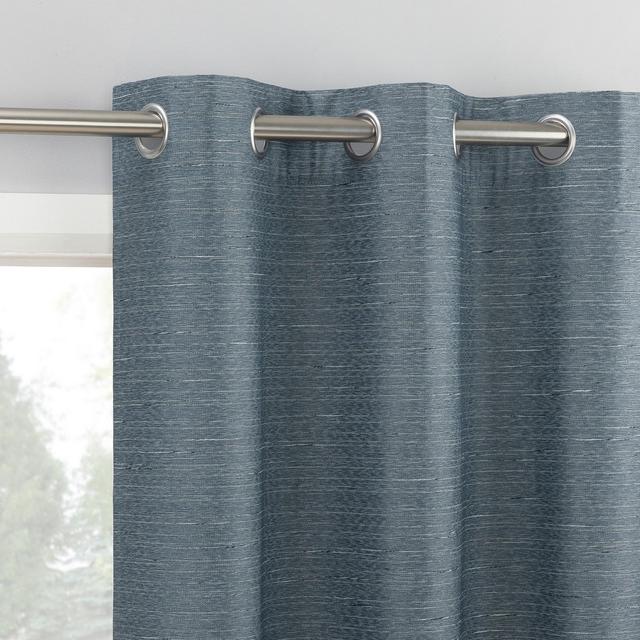 2pc 37"x63" Sun Zero Wylder Texture Thermal Blackout Grommet Curtain Panel Pair Navy Blue