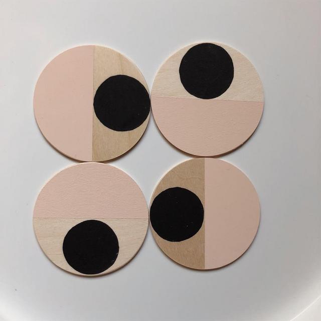 Moonrise Wood Coasters, Pink, Set of 4