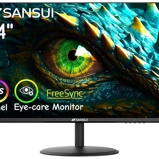 SANSUI Computer Monitor 24 inch IPS Eye Care 1080P Display HDMI,VGA Ports with 178° Viewing Angle/Frame-Less/Tilt/VESA Compatible for Office and Home