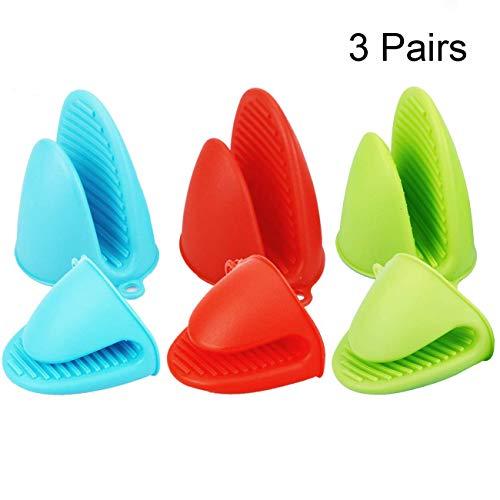 Acronde 3 Pairs Mini Oven Mitts Gloves Silicone Heat Resistant Cooking Pinch Mitts Potholder for Kitchen Cooking & Baking