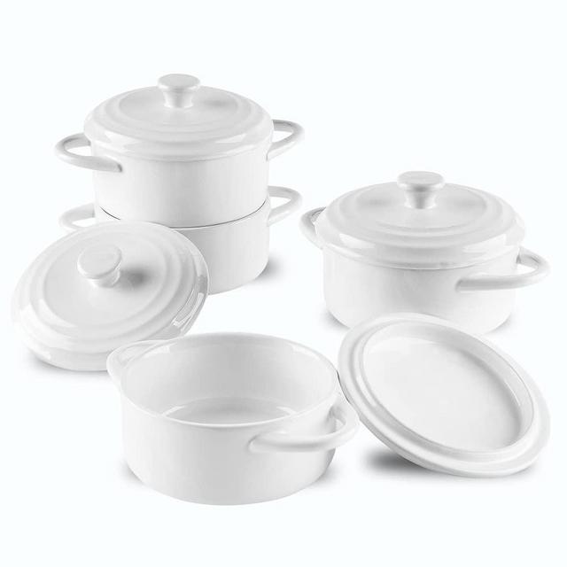 Small Casserole Dish with Lid, Oven Safe Bowls, 12 oz Ramekins with Lids,  Souffle Dish, Ceramic Casserole Dish Set of 4, Mini Dutch Oven Reactive