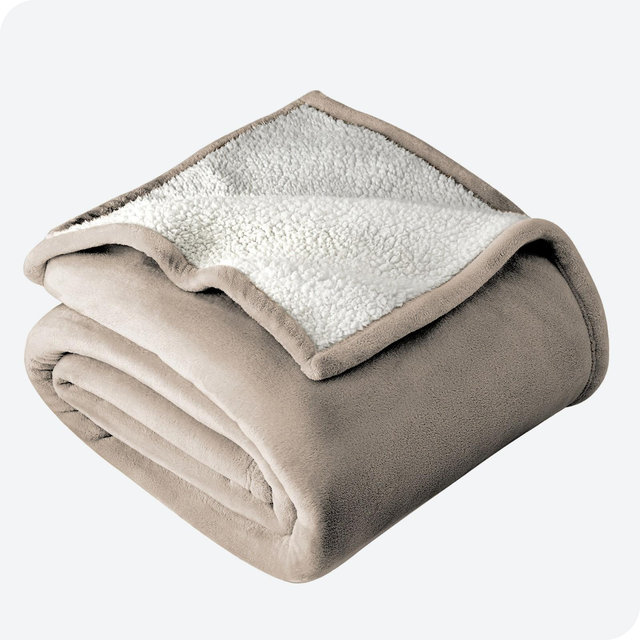 Pebble Full/Queen Faux Shearling Fleece Blanket by Bare Home