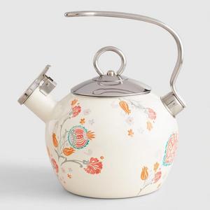 Floral Enamel on Steel Whistling Tea Kettle