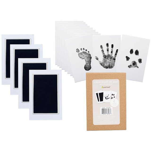 Pearhead 4-Pack Clean-Touch Ink Pad Kit, Mess-Free Inkless Handprint and Footprint Pad with Impression Cards, Suitable for Babies and Pets, Holiday Gift for Newborns and Small Animals