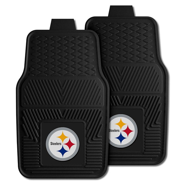 FANMATS 8752 Pittsburgh Steelers 2-Piece Heavy Duty Vinyl Car Mat Set, Front Row Floor Mats, All Weather Protection, Universal Fit, Deep Resevoir Design