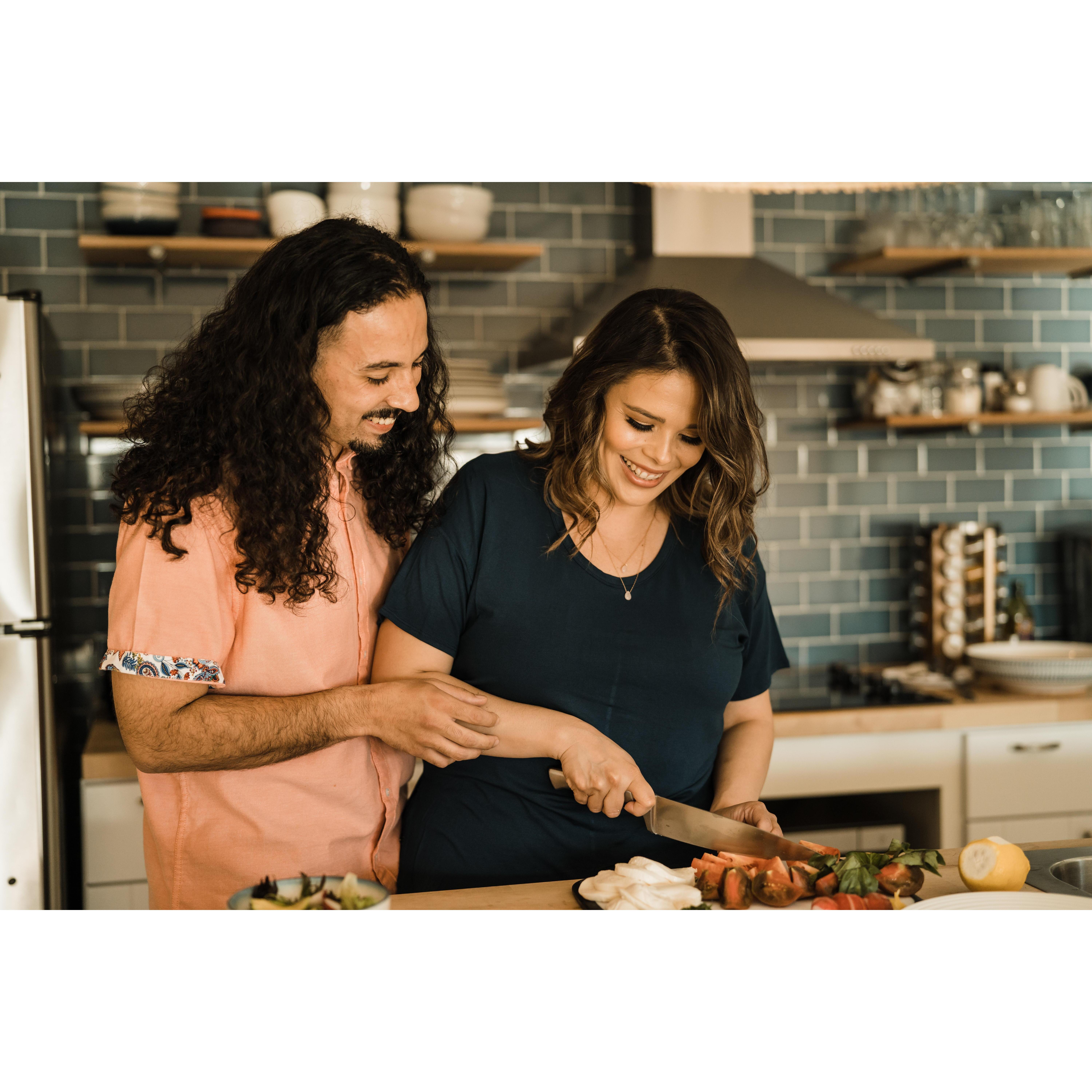 We first met in a kitchen at the staff Christmas party.