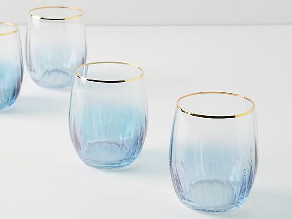 Waterfall Stemless Wine Glasses, Set of 4