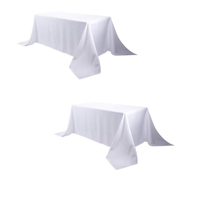 Waysle 90 x 132 Inch Rectangular Polyester Tablecloth, White Washable Table Cloth for 6 Foot Table - Perfect for Wedding, Party, Restaurant, Banquet Decoration (2 Pack)