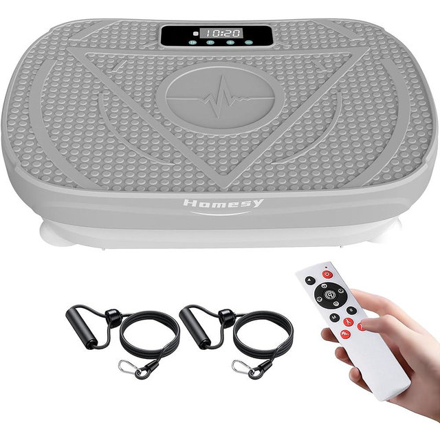 Homesy Vibration Plate Exercise Machine, Vibrating Plate for Lymphatic Drainage, Full Body Shaking Workout Fitness Platform Board, Sport Gym Equipment for Weight Loss Fat Burner