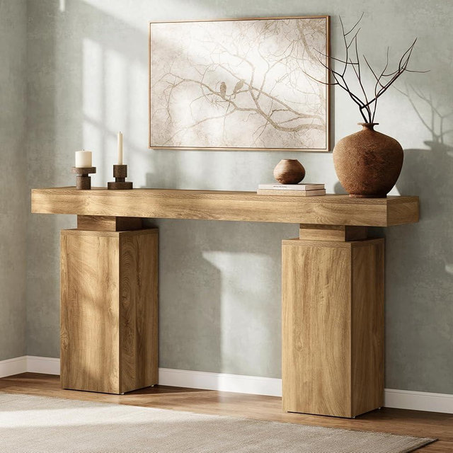Tribesigns 63-Inch Long Console Table, Farmhouse Entryway Table Behind Couch, Wooden Foyer Stand Entry Station, Modern Hallway Accent Furniture for Living Room Decor, Entrance