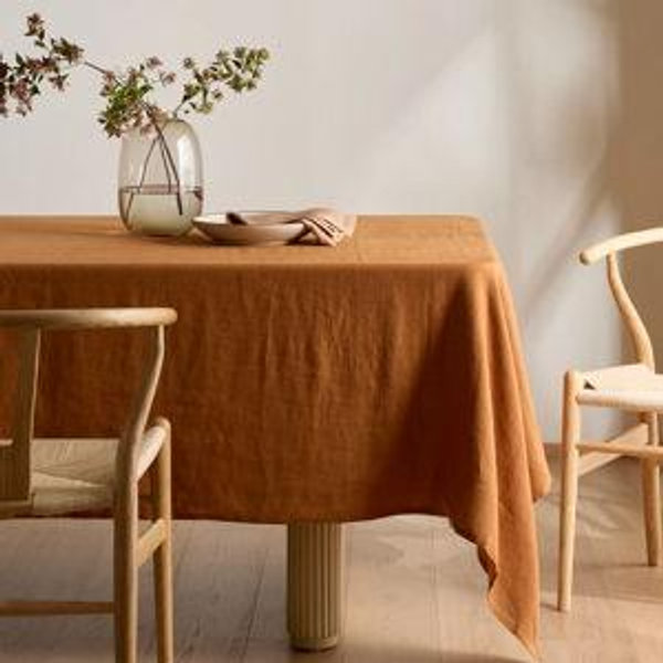Terracotta European Linen Tablecloth