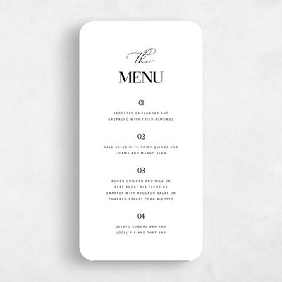 White Rounded Wedding Menu - Margret
