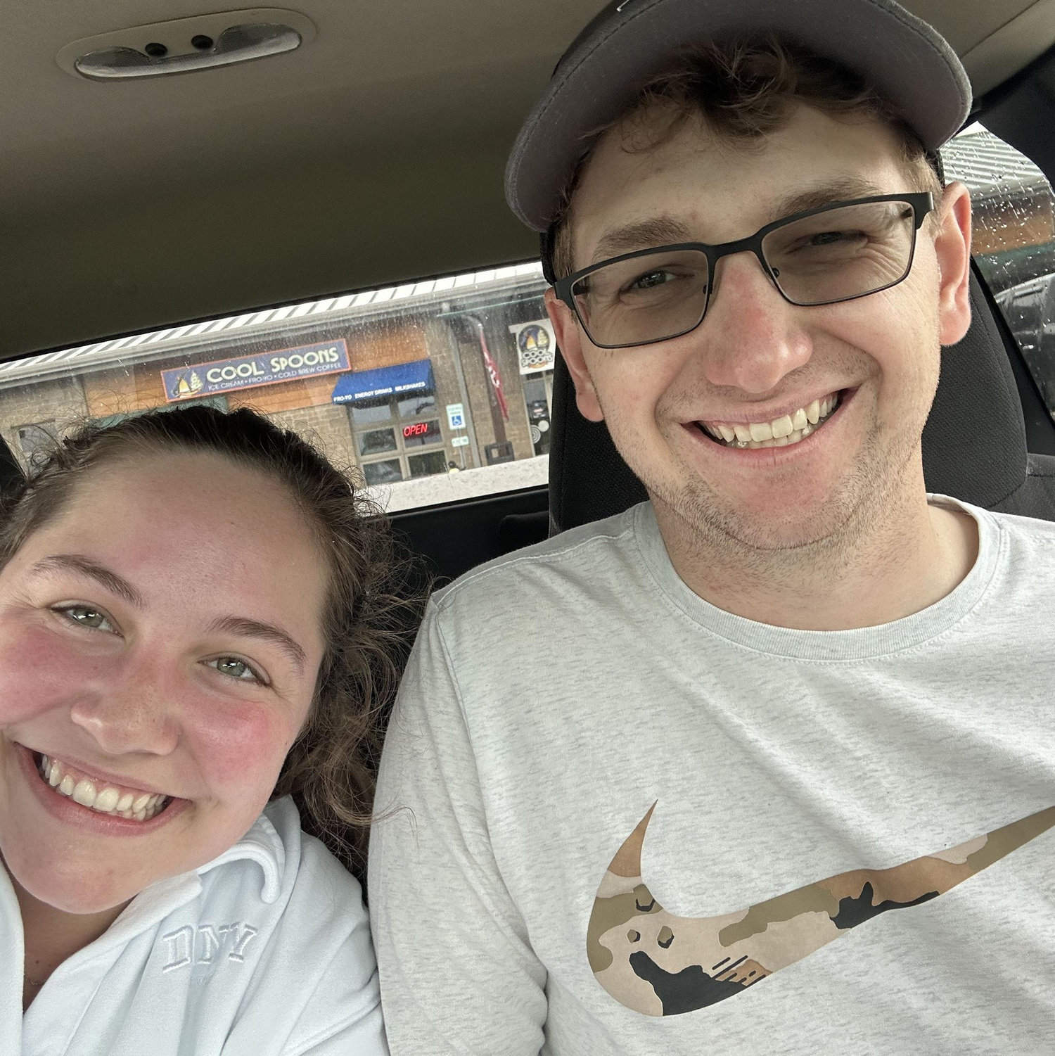 Getting fro-yo after playing Pickleball for the first time. (Gracie won, obviously). May 2025.