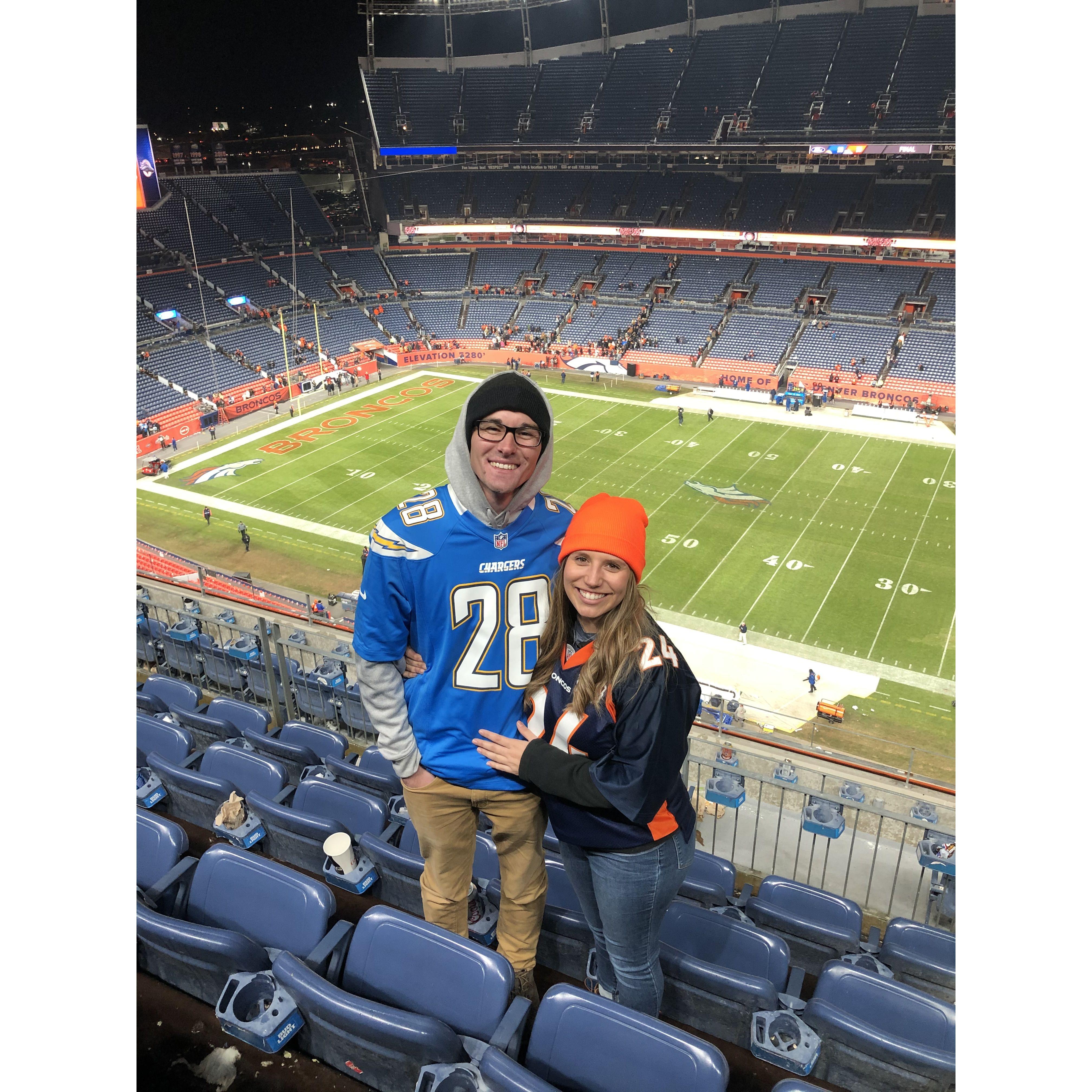 Broncos Vs. Chargers at Mile High in Denver, Colorado.