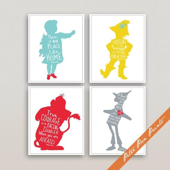 Wizard of Oz Quotes - Set of 4 Unframed Art Prints