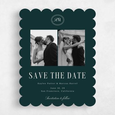 Green Scalloped Wedding Save the Date - Mahogany Photo
