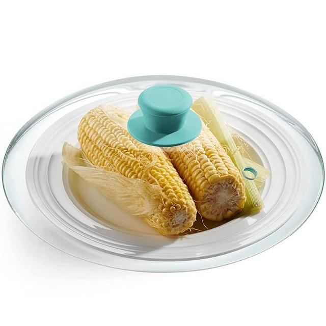 Godinger Microwave Plate Cover Lid with Easy Grip Handle, Safe Tempered Glass, Microwave Food Cover, Splatter Cover Guard