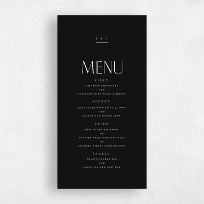 Black Wedding Menu - Mendoza Portrait