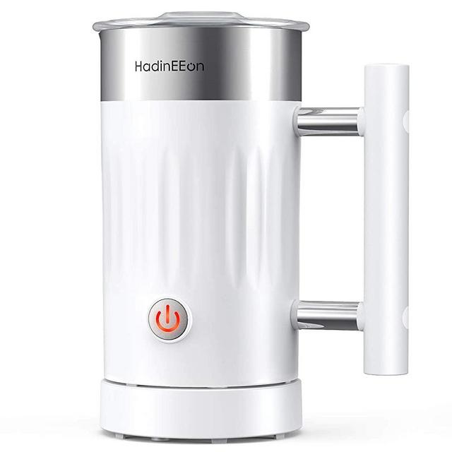 HadinEEon Milk Frother, 5 in 1 Electric Magnetic Milk Frother and Hot Chocolate Maker Stainless Steel, Automatic Hot Cold Milk Steamer for Coffee, Latte, Cappuccino, Hot Chocolates (5.1oz/10.1oz)