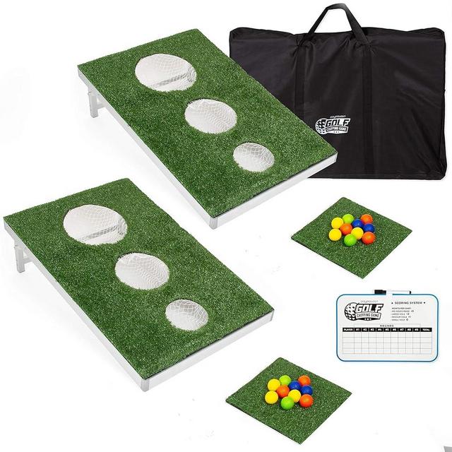 Play Platoon Golf Cornhole Game - Golf Chipping Game, Golfers Chipping Practice, Backyard Golf Game - with 20 Foam Balls, Chip Mat, Carry Case, Scoreboard