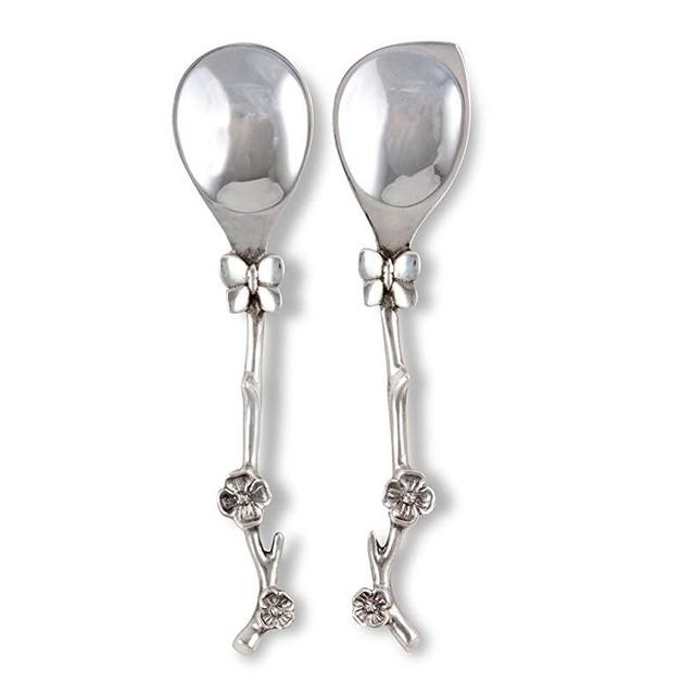 Arthur Court Designs Aluminum 10.75 inch Long Dogwood Pattern Salad Servers