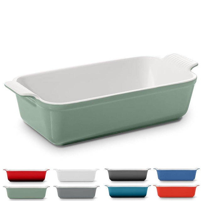 ROSSALLINI Signature Stoneware Loaf Pan | Non-Stick for Perfect Baking and Bread Making | 1lb Loaf Pan [Sage Green]