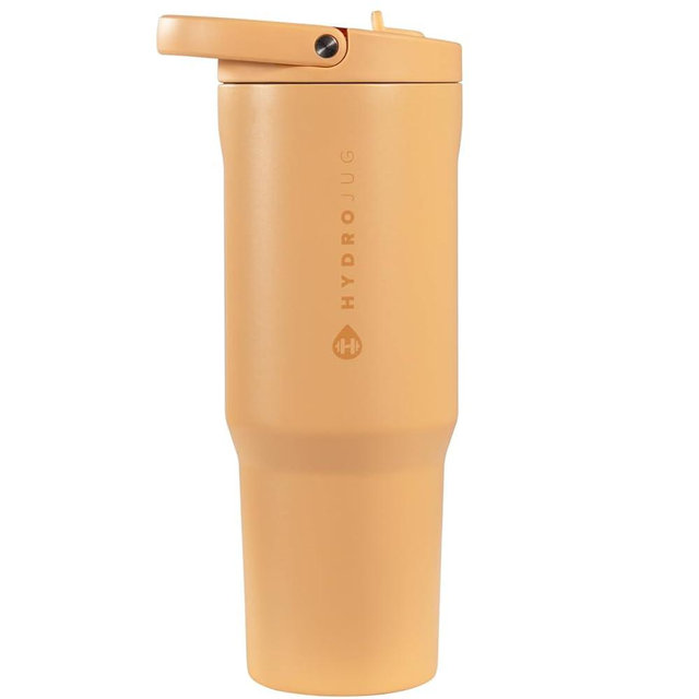 HydroJug Sport - Stainless Steel Tumbler with Straw, Vacuum Insulated, 40oz Leakproof Water Bottle, Ergonomic Design, Reusable, Dishwasher Safe, Rubber Base, Durable for Gym or Outdoors, Marigold