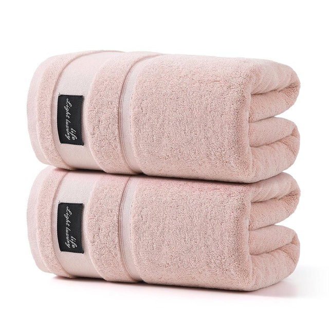 REDKISS 2 Pack Large Bath Towels Set, 100% Cotton, 31x63 in, Heavyweight 760G, Highly Absorbent & Quick Dry, Super Soft Luxury Towels for Bathroom,Hotel Collection - Pink