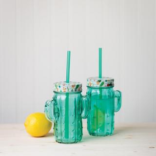 Cactus Mason Drinking Jar, Set of 6