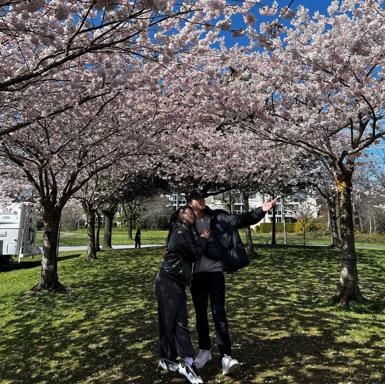 During their time in Canada, it happened to be Cherry blossom season and from then thats when their love for eachother blossomed so deeply for eachother. <3